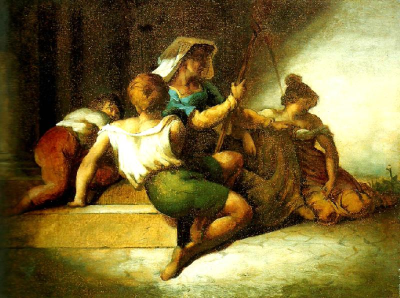 Theodore   Gericault la famille italienne France oil painting art